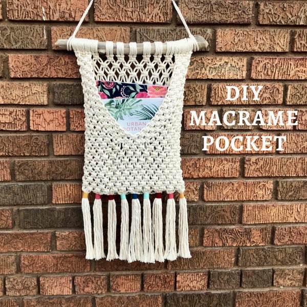 DIY MACRAME POCKET Wall Hanging Photo Tutorial Pattern, Mail Center, Book and Letter Holder, Envelope, Learn to Macrame, Macrame Beginners