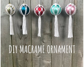 DIY Macrame Christmas Ornament Tutorial, Macrame Pattern, Learn to Macrame, Beginner Macrame, Christmas gift, Holiday Decor, vase wine cozy