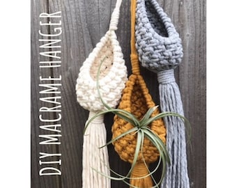 DIY MACRAME POD pattern, pdf instructions learn to macrame, air plant holder, macrame wall hanging