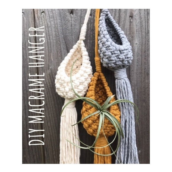 DIY MACRAME POD-patroon, pdf-instructies leren macrame, luchtplanthouder, macrame muurhangen