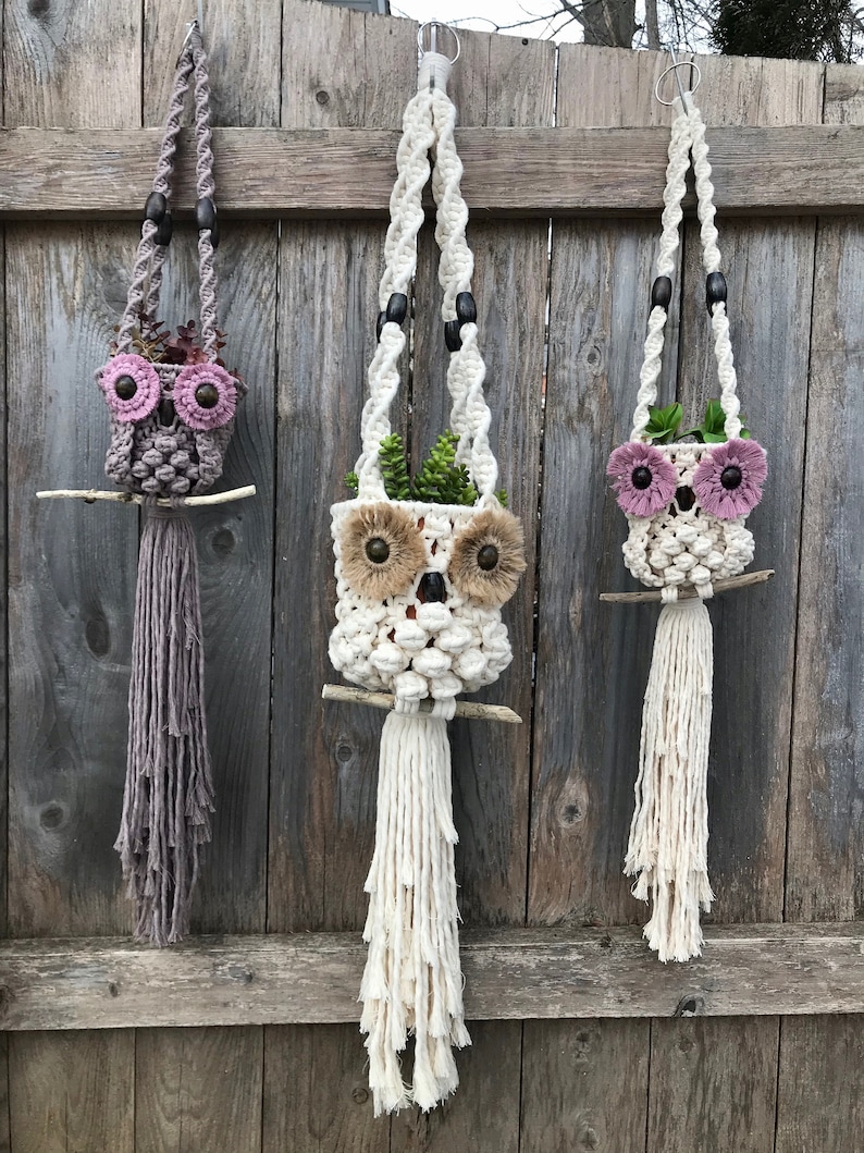 DIY MACRAME OWL Plant Hanger Pattern Owl Plant Holder Photo Etsy
