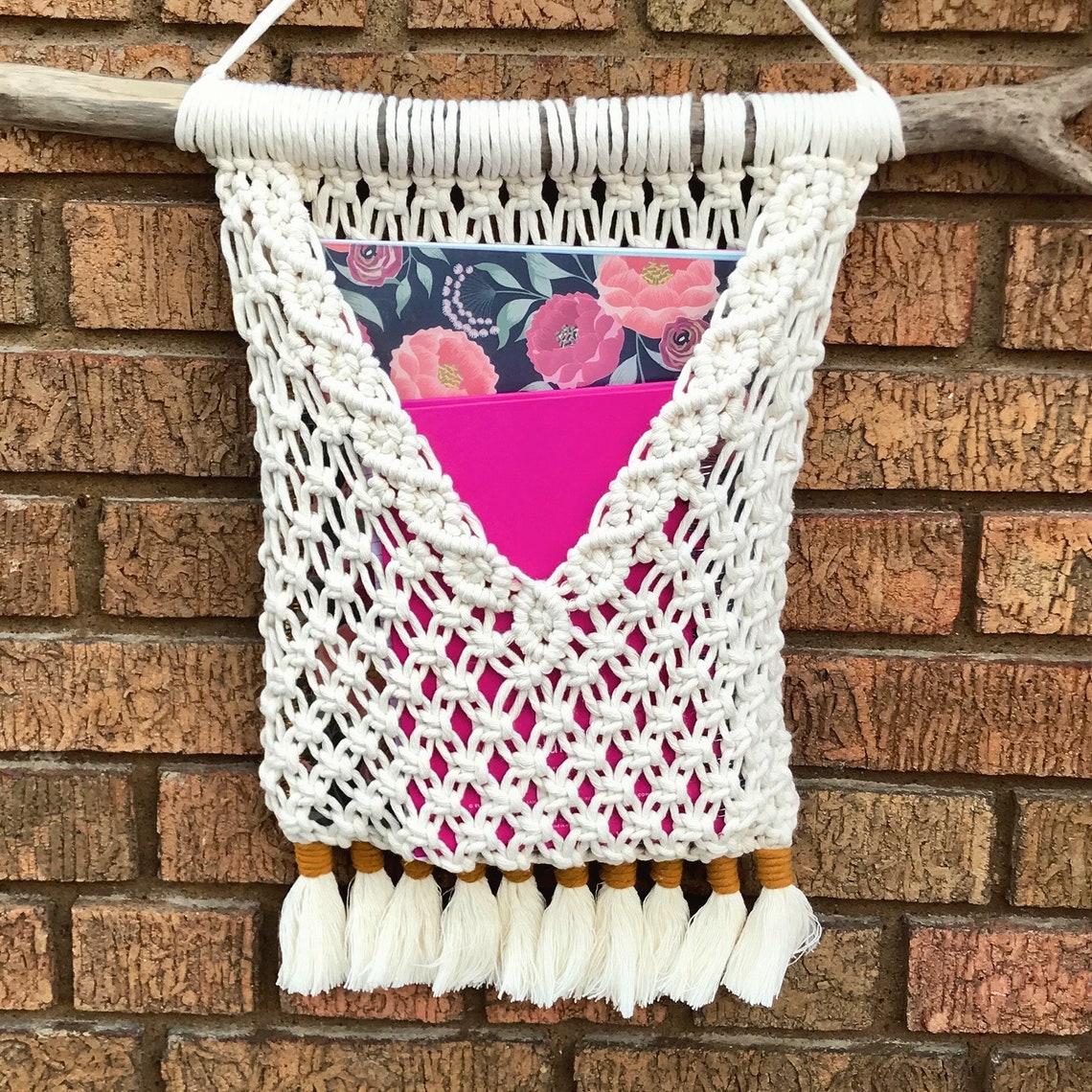DIY MACRAME POCKET Wall Hanging Photo Tutorial Pattern Mail Etsy