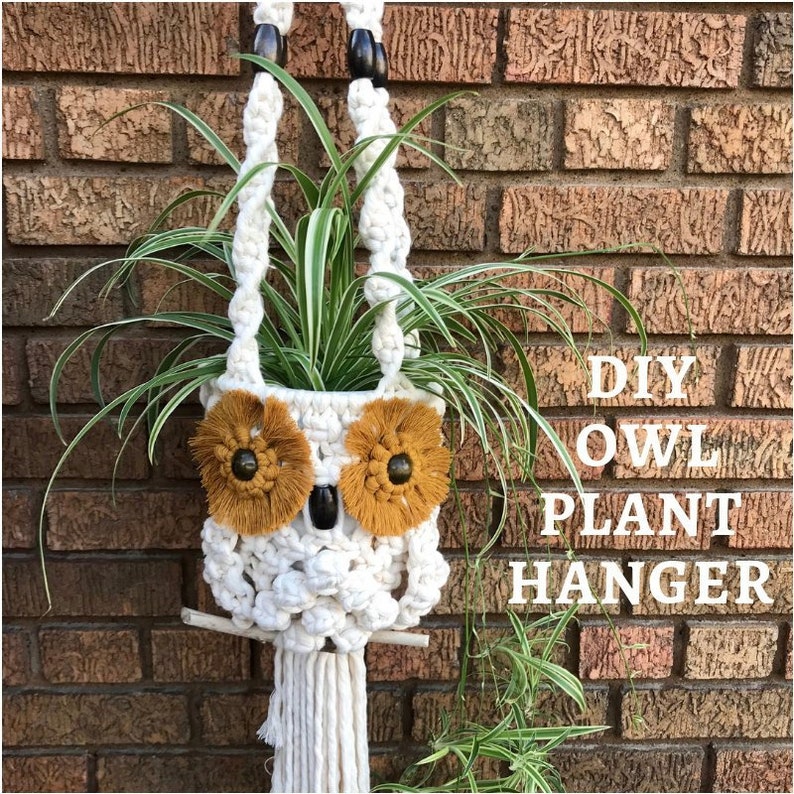 DIY MACRAME OWL Plant Hanger Pattern, Owl Plant Holder Photo tutorial, Learn to macrame, pdf instructions image 1