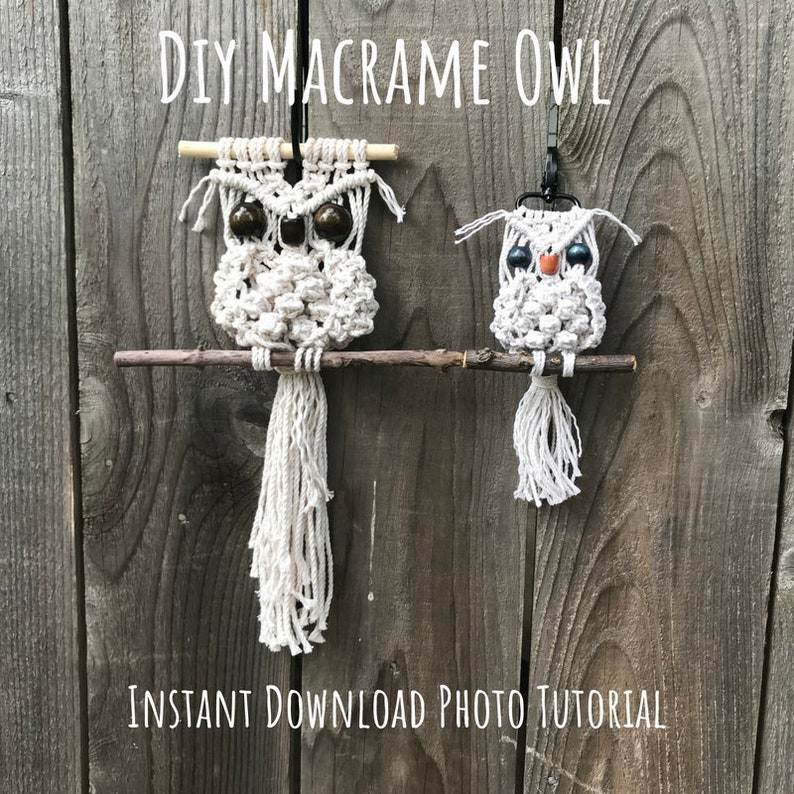 Macrame Owl Tutorial, Learn To Macrame, Adorable Owl Pattern, DIY, do it yourself, PDF instructions, cute fun gift, boho decor, owl lovers image 1