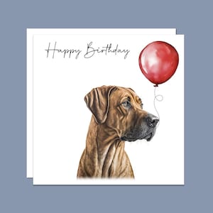 Happy Birthday Dog Lover Greeting Card, Rhodesian Ridgeback Dog. Can be personalised, handmade unique card.