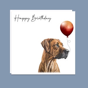 Happy Birthday Dog Lover Greeting Card, Rhodesian Ridgeback Dog. Can be personalised, handmade unique card.