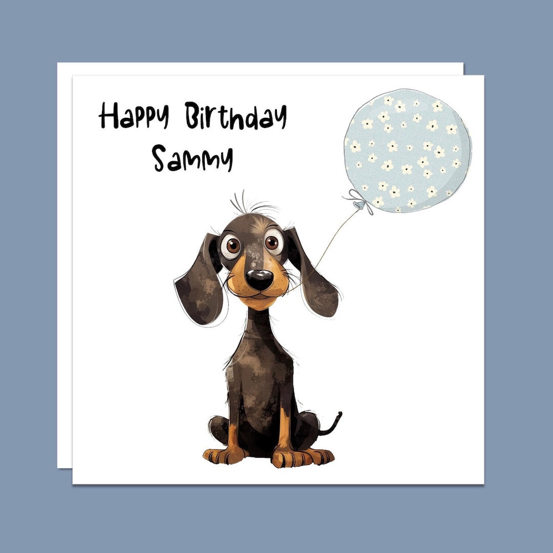 Happy Birthday Personalised Cute Dachshund Sausage Dog Greeting Card ...