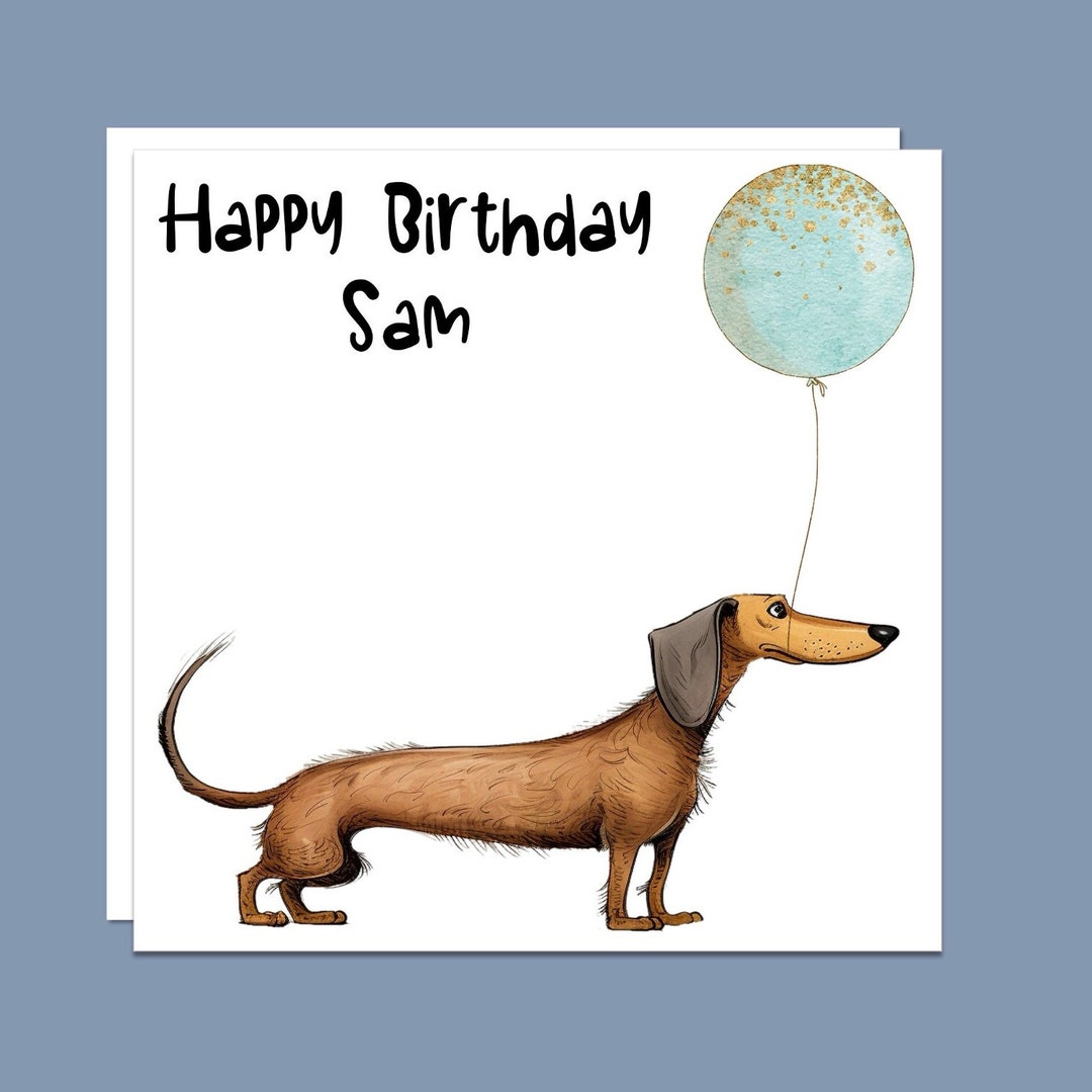Happy Birthday Personalised Cute Dachshund Sausage Dog Greeting Card ...