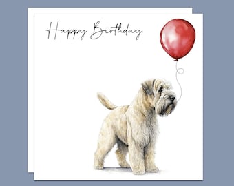 Happy Birthday Dog Lover Greeting Card, Wheaten Terrier Dog. Can be personalised, handmade unique card.