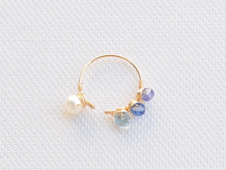 Open Ring Pearl Multi Stone Rings Family Multistone Rings Family Rings. Pearl Rings KyaniteAquamarineTanzanite Rings Gemstone Rings