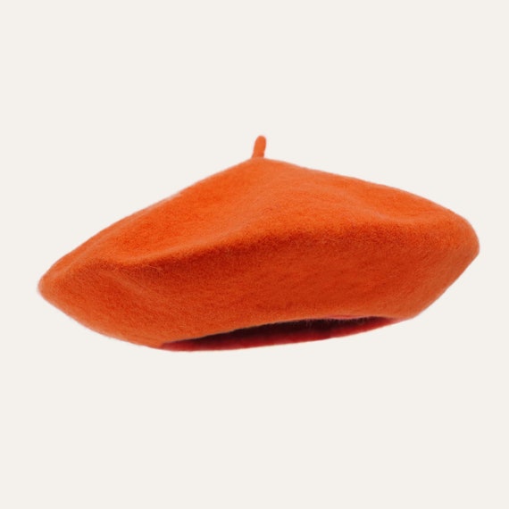 Orange Beret Australian Wool Beret Hat 