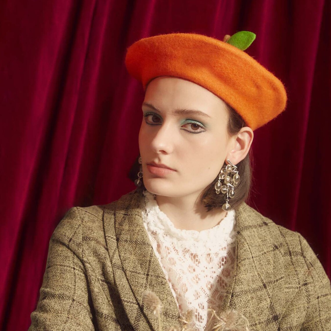 Orange Beret Fruit Beret Cute Fruit Hat Tangerine Beret Etsy