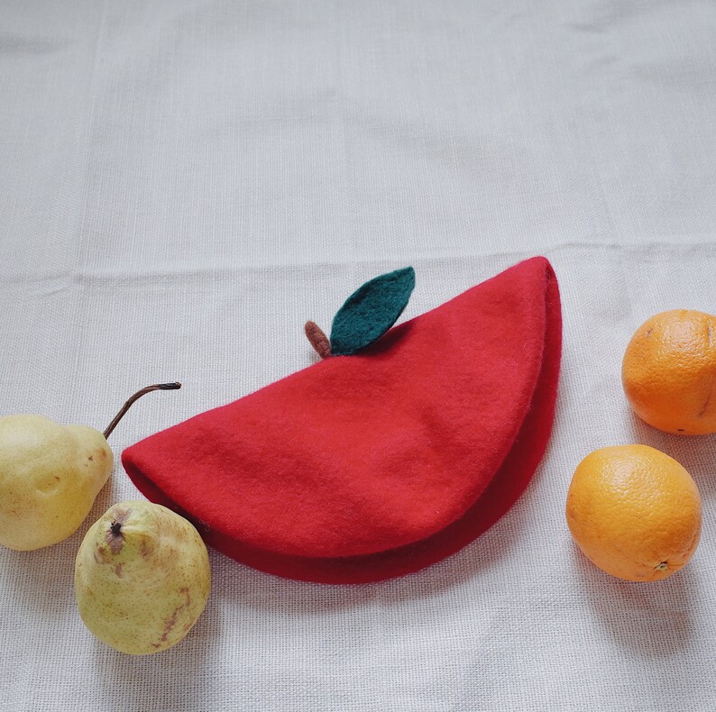Apple Beret Fruit Beret Red Apple Hat Handmade with Felted Etsy