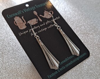 Earrings created from vintage sugar tongs, with sterling silver hooks