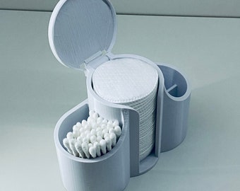 Cotton Pad/Swabs Holder with Lid, Makeup Organizer, Skincare Organizer, Cotton Rounds Holder, QTip Holder, Makeup Remover Pads, Facial Round