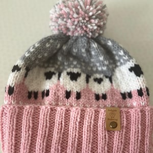 Pink and Grey sheep hat