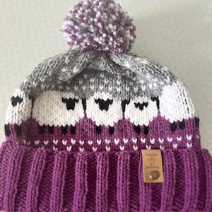 Aubergine and Grey sheep hat