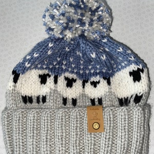 Light Grey and Blue sheep hat