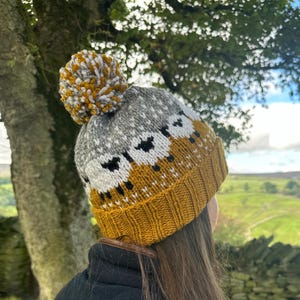 Mustard and Grey sheep hat