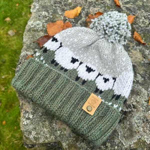 Forest Green and Grey sheep hat