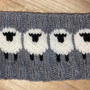 Hand knitted sheep headband
