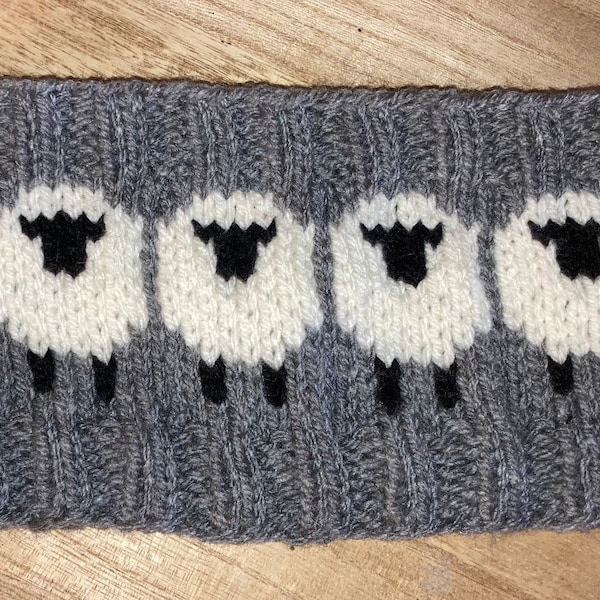 Hand knitted sheep headband