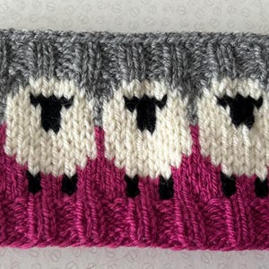 Dark Pink and grey 2 tone Sheep headband