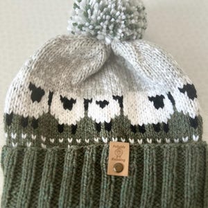 Forest Green and Grey sheep hat