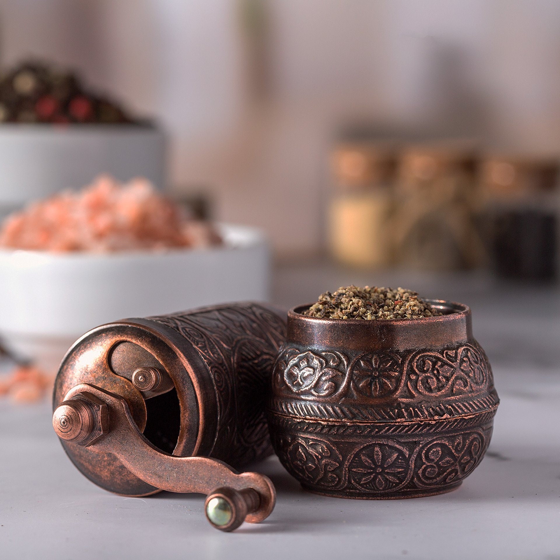 Black Pepper and Spice Grinder Manual Pepper Mill with Handle Etsy
