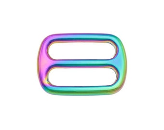 Ladder buckle, maxi slider, buckle for pulling through, 25 mm, 30 mm, rainbow coloured, zinc, pack of 5, pack of 10, pack of 20