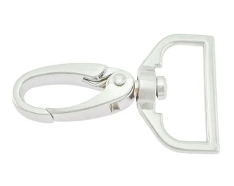 Pocket carabiner, with angular eye, for 25 mm, 30 mm or 40 mm strap width, chrome-plated, silver-coloured