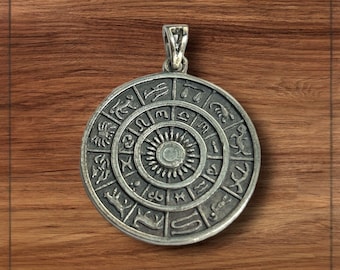 925 Sterling Silver Zodiac Wheel Pendant Necklace, Astrological Horoscope Jewelry, Celestial Astrology Gift