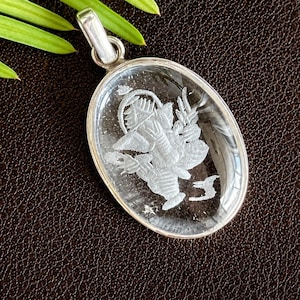 Lord Ganesha Clear Quartz Crystal Pendant • Hand Carved Sphatik Stone Jewelry • Meaningful Gift for Men & Women • Hindu Deity • Elephant God
