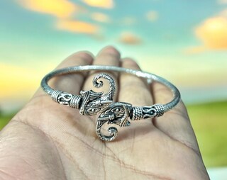 Bracciale Rigido Aperto Donna Con Elefante, Argento 925, Larghezza 38mm, Regolabile