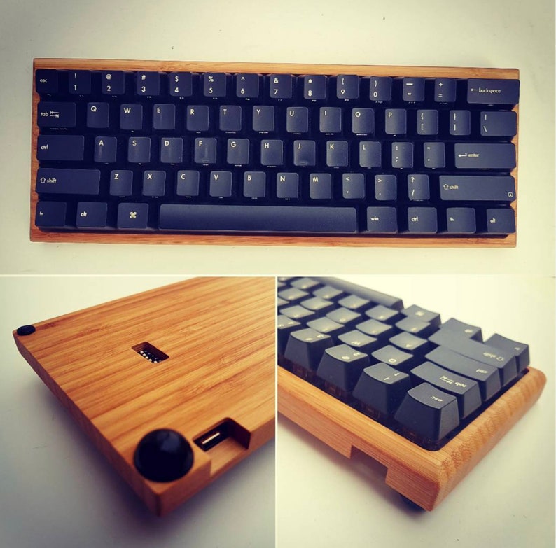 Eco-Luxury Handcrafted Bamboo Wooden Case Oil Finished, Fits All 60% Keyboards GH60/V60/Pok3r etc Version 1 image 1