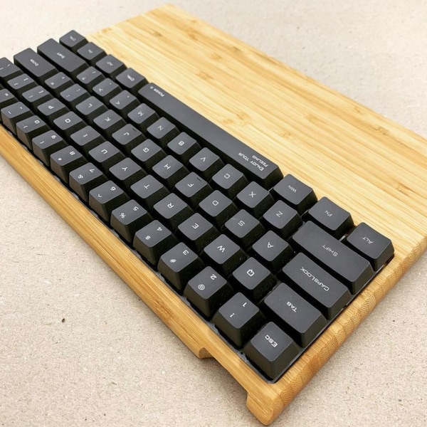 Eco-Luxury Bamboo FullHand Keyboard Case - Handcrafted, Oil Finished with Integrated Wrist Rest - Perfect for All 60% Keyboards GH60 etc