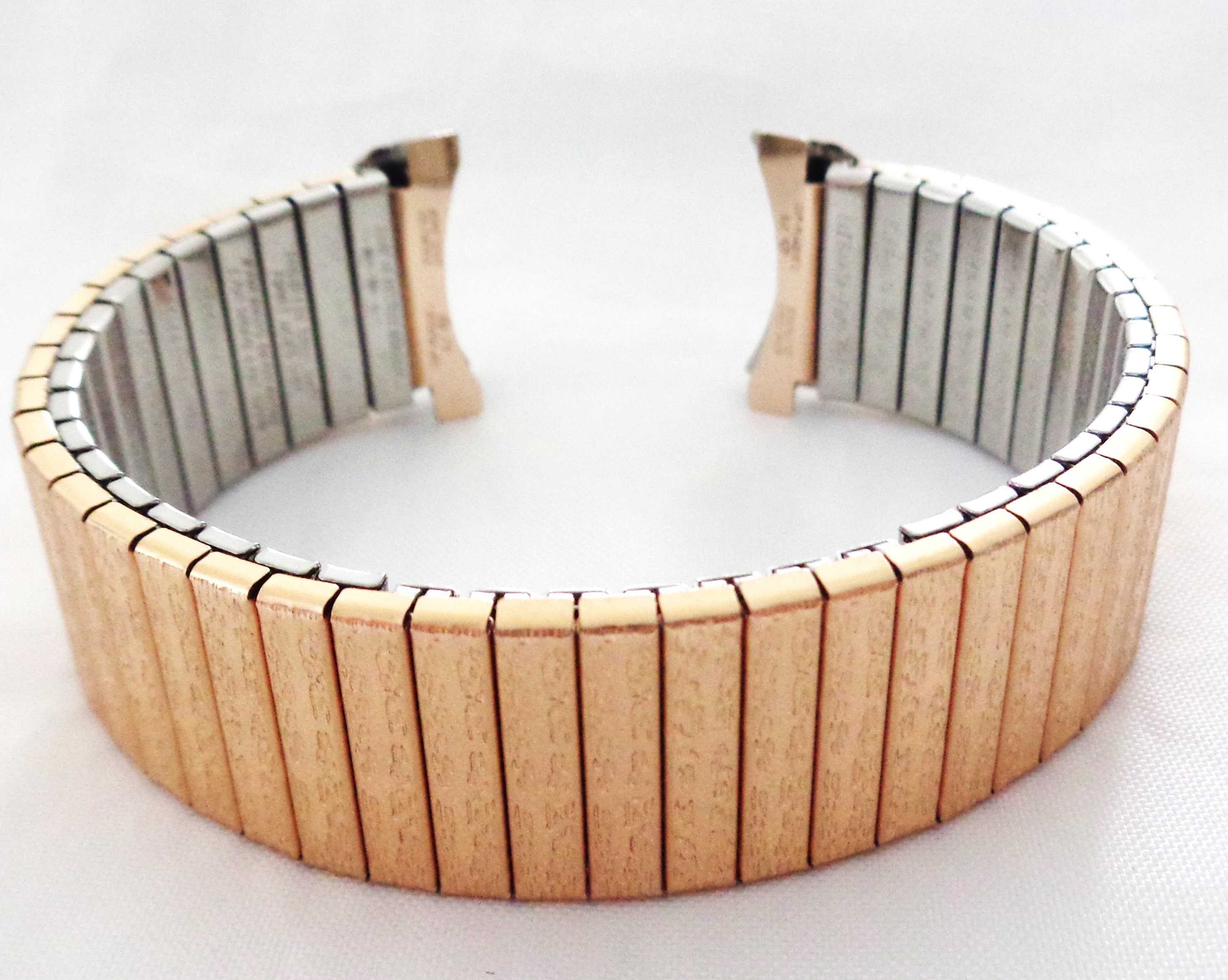 Bracelet De Montre Extensible Vintage Années 70 - Largeur 22mm, Or Jaune, Neuf De Stock ROWI