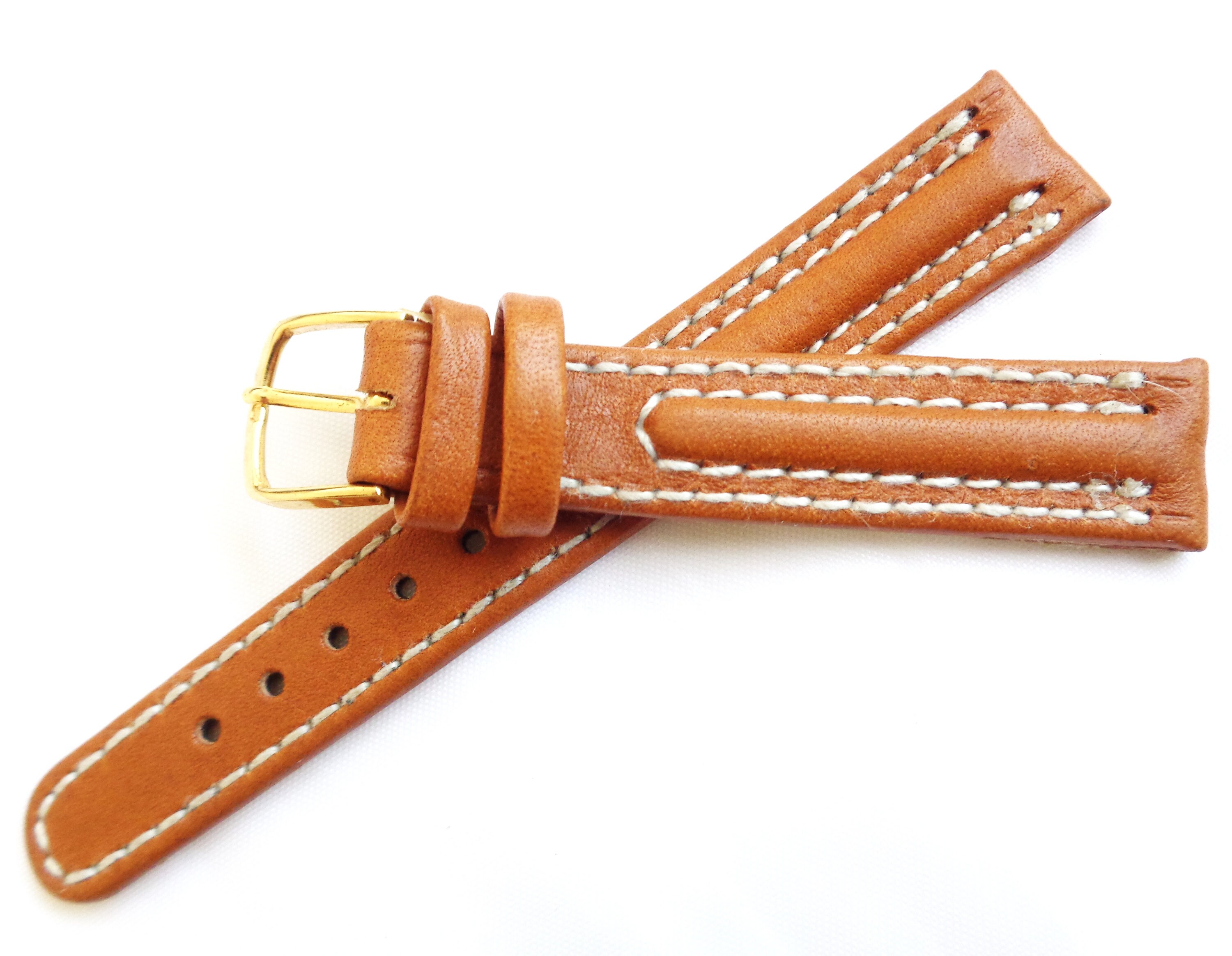 Bracelet Montre Vintage En Cuir Véritable – Swiss Made – Largeurs 16, 17 Ou 18 Mm – Occasion