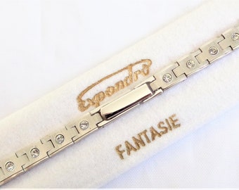 Pulsera de reloj vintage expandida de 12 mm con baño de rodio y cristales