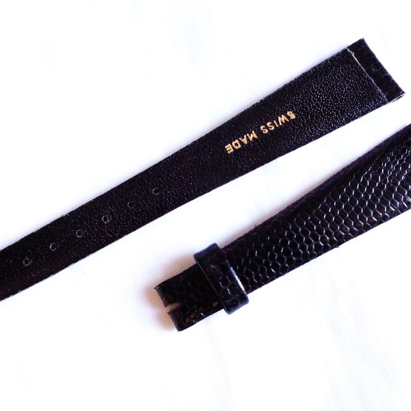 Vintage Rare Swiss Made 16 mm Lizard Skin & Leather Watch Strap. 10 mm Buckle