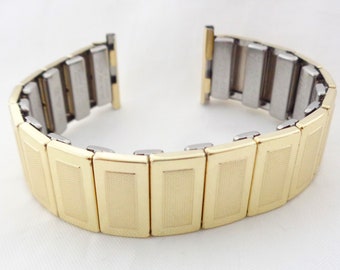 Vintage Rowi 20 mm New old Stock Yellow Gold on Steel Men's expandable Watch Bracelet