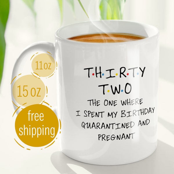 Personalized BIRTHDAY gift coffee mug for PREGNANT wife/new mom/mom to be/future mom/pregnant friend for Birthday in Lockdown/Quarantined