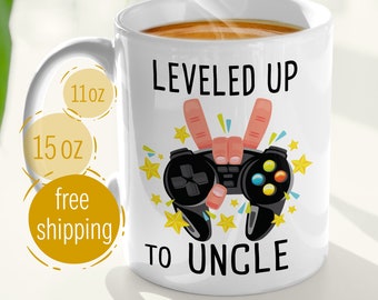 NEW UNCLE Coffee Mug, as the best new Uncle gift for your Pregnancy Announcement and Pregnancy Reveal to Uncle [Level Up to Uncle]