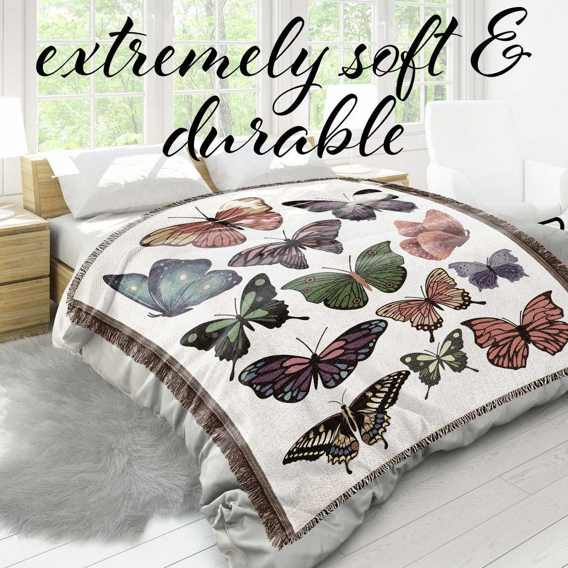 Butterfly Colorful Blanket Woven Throw Blanket Perfect Gift Etsy