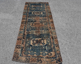 Turkish Rug Organic Rug Herki Rug 2.7x12.1 ft Hallway Rug Antique Rug Oriental Rug Code 8674 Vintage Rug Runner Rug Kitchen Rug