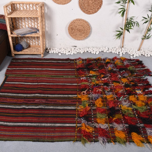 Vintage Kilim Area Turkish Rugs For Bedroom Red Bohemian Tulu Vintage Oushak Organic Vintage Handmade Interior Designer Turkey Dorm