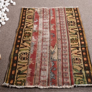 Turkish Rug, Small Rug, Vintage Rug, Antique Rugs, Rugs For Bathroom, 2.5x4.1 ft Brown Rug, Patchwork Rug, Small Woven Rug, Entry Rug, 10873