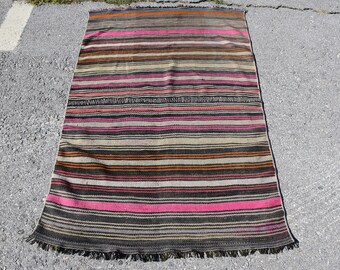 Vintage Kilim, Turkish Kilim, Accent Kilim, Home Decor Kilim, 39x61 inches Pink Kilim, Handmade Kilim, Entry Kilim,  7682