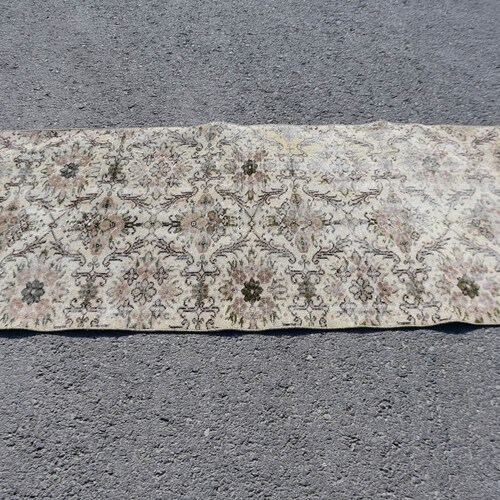 Turkish Rug, Vintage Rug, Runner Rug, Oushak Carpet, 35x99 inches Beige Rug, Organic Corridor Rug, shops Handmade Hallway Carpet, 7139