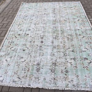 Large Carpet, Turkish Rug, Vintage Rug, Oushak Rug, 71x106 inches Green Carpet, Decorative Living Room Rugs, Handwoven Oversize Rugs,  8121